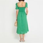 O.P.T River Midi Dress Womens XS Green Puff Sleeve Cottagecore Prairie Smocked Photo 1