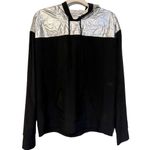 Victoria's Secret  Sport Metallic Foil‎ Pullover Track Hoodie Black Silver Medium Photo 1