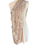 Bebe  One Shoulder Rose Gold Sequined Overlay Dress Photo 12