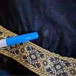 RARE VTG 80s Embellished Blue Black Gold Crazy Coat Jacket Women's Velvet M Size M Photo 8