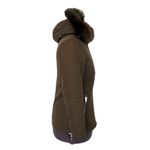 Anthropologie Doma Green Plush Lined Moto Jacket with Fur Trimmed Hood, Size XS Photo 4