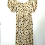 dRA Los Angeles Ivory Yellow Floral Puffed Sleeve Smocked Dress M Size M Photo 2