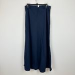 Madewell Linen Maxi Slip Skirt Juniper Berry Navy Minimalist Classic US 14 NWT Photo 6