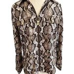 Michael Kors Zip Up Snakeskin Animal Print Blouse Small Photo 0