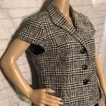 Coldwater Creek  Tweed Boucle Black and White Short Sleeve Blazer Size 14 Photo 4