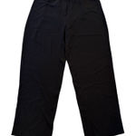 Eileen Fisher Silk Georgette Crepe Full Length Straight Pants Zipper Black Large Photo 0