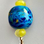 Handcrafted Floral Blue and Glass Beaded Necklace Photo 3