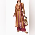 NEW Savannah Morrow Alessandra Robe in Linen Multi Color Stripe Size XS / S Purple Photo 11