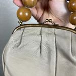 Anthropologie  Rada Small Coin Purse Crossbody Wooden Handle Italian Leather Boho Photo 2