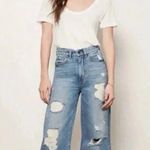Habitual Poplor Blue High-Waist Y2K Wide Leg Crop Jeans Distressed Raw Hem SZ 2 Photo 2
