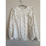 Loft  Top Small Smocked Shirt Hearts Swiss Dot Cotton White Blouse Ruffled XXL Photo 7