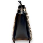 Melie Bianco Geometric Vegan Leather Black Shoulder Bag Purse with Gold Chains Photo 1