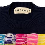Soft Haus 100% Merino Wool Sweater Rare Navy/ Multicolor Size Small NWOT Blue Photo 2