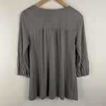 Garnet Hill Folkloric Embroidered Knit Top Charcoal Gray Size Small Photo 2