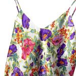 VINTAGE Satin Floral Ruffle Mini Slip Dress in White/Pink/Purple OS White Size undefined Photo 2