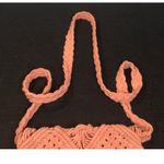 Coral Macrame Crochet Fringe Crossbody Handbag Purse Photo 2