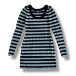 EXPRESS  Striped Sweater Dress XS Black Gray Long Sleeve‎ Y2K Bodycon Mini Photo 1