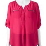 My Michelle  Pink Relaxed Blouse with Zipper Pocket Detail- S Photo 0