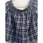 Maven West  M plaid ruched off shoulder  Womens Blouse Photo 1