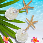 Gold‎ Starfish and Pearl Shell Faux Fashion Earrings. Gold Size undefined Photo 0