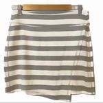 Athleta  Ribbon Stripe Faux Wrap Skirt #439441 Gray White‎ Size Small Photo 0