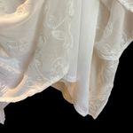 Elle  White Dress SZ L Embossed W/ Embroidery LWD Bow Tie Back Handkerchief Sheer Photo 9