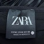 ZARA Women's Black Short Puff Sleeve Plunge V-Neck Pullover Blouse Top Size M Photo 2