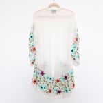 Judith March  Womens Kimono OS White Floral Embroidered Mesh Fringe‎ Boho Coastal Photo 6