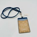 Coach Tan and Navy Blue ID Lanyard Holder Photo 1