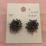 A New Day NWT Nickel Free Gunmetal Crystal Beaded Cluster Ball Stud Earrings Photo 0