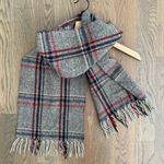 Anthropologie Vintage Real Shetland 100% Wool Scarf Grey with Red, Blue, Beige 77"l x 11.25"w Photo 3