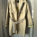 Dennis Basso Classic Natural Trench with Striped Belt hooded buttons cotton sz M Photo 4
