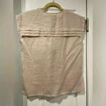 VTG Carry Back Cream Ramie Blend Pleated Bibbed Shoulder Quarter Button Size 8 Tan Photo 5