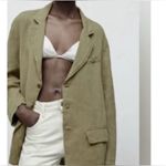 ZARA | 100% Linen Khaki “The Carmen Blazer” | L Photo 1
