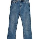 ZARA  Bootcut High Rise Straight Jean Stretch Raw Hem Zip Button 2 Blue #3324 Photo 0