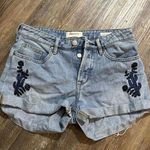 PacSun Light Wash Boho Equestrian Western Cactus Floral Denim Cutoff Shorts 24 Photo 0