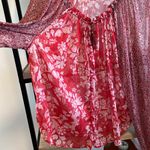 Free People Anthropologie Boho V-neck Keyhole Printed Chiffon Blouse Top, Small Photo 4
