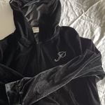 Victoria's Secret  Velour Hoodie Sweatshirt Size XL Black Full Zip Rhinestone Photo 3