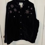 Quacker Factory Black Jean Jacket with Purple Embellishments Size 1X Photo 0