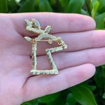 Vintage Christmas Reindeer Head Brooch Pin w/ Gems Gold Photo 5