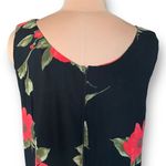 Vintage 90s Maxi Dress Black Red Dark Floral Detail Sleeveless Scoopneck Large Photo 4