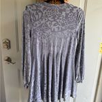 Free People  Gray Long Sleeve Velvet Pattern Dress Photo 4