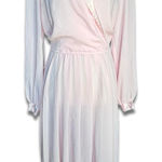 Vintage Sheer Pastel Pink Satin Trim Wrap Top Midi Dress Romantic Feminine 8 Photo 0