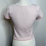 Colsie Ribbed Crop Top Lettuce Trim Scoop Neck Size XL Pale Pink Photo 2