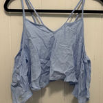 Tobi  Sky Blue Strappy Crop Top with Cold Shoulder Photo 0