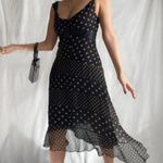 BCBG MAXAZRIA black and nude tan asymmetrical silk polka dot dress Photo 3