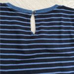 NWT J. Jill Mixed Media Denim Shirttail Dress | Navy Stripe | Medium Tall Blue Photo 4