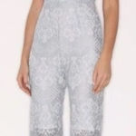 Foxiedox Lace V-Neck Cropped Jumpsuit in Ice Blue Photo 0