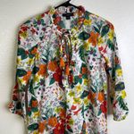 J.Crew Ratti Island Popover Dress XXS Womens Multi Colorful Tie Neck Keyhole Photo 2