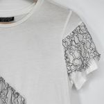 Topshop  White Short Sleeved T-Shirt with Asymmetrical Black Lace Detail Size 6 Photo 3
